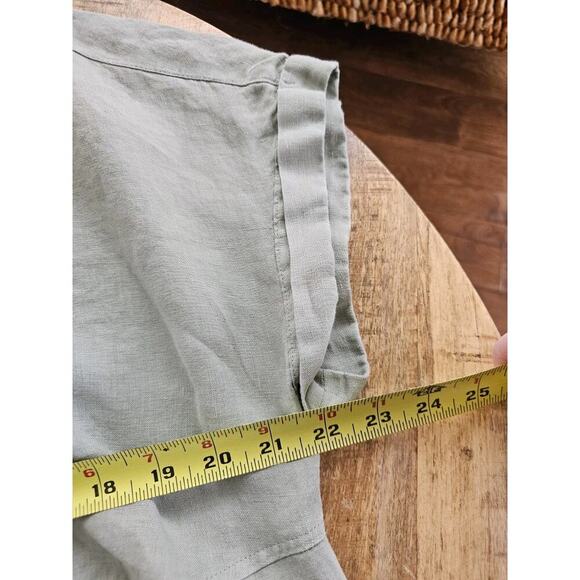 Nicole Miller 100% Linen Shirt Dress Women’s Size M Pockets Green Boho Beach - Picture 3 of 7